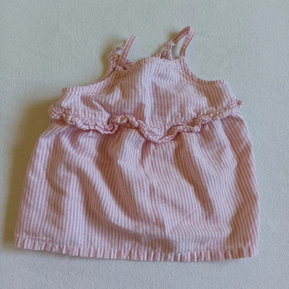 Old Navy Sz 2T Pink Striped Kids Camisole With Ruffles Cotton/Rayon Blend